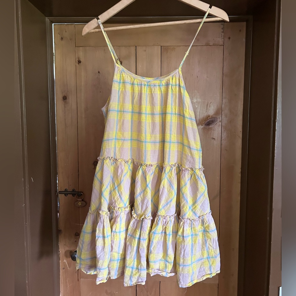 Yellow Plaid Midi Dress